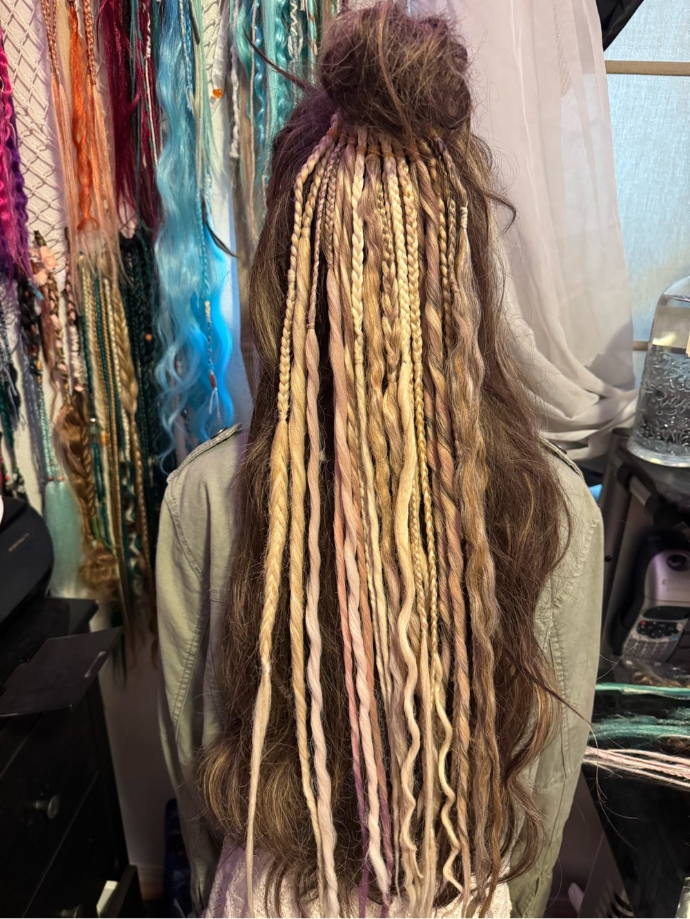 Mixed Blonde & Soft Pink Braided Hair Extensions - Women Hair Wigs & Extensions